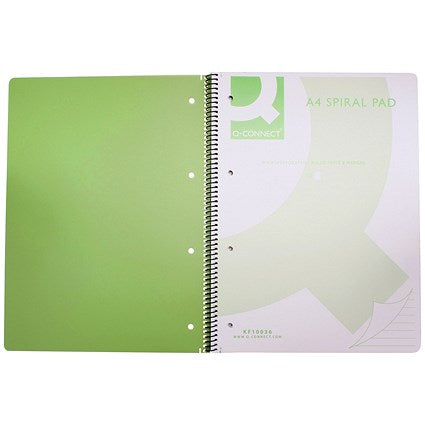 Q-Connect Wirebound Pad, A4, Ruled, 160 Pages, Transparent Green, Pack of 5