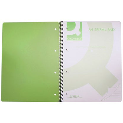 Q-Connect Wirebound Pad, A4, Ruled, 160 Pages, Transparent Green, Pack of 5