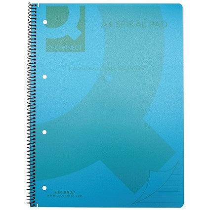 Q-Connect Wirebound Pad, A4, Ruled, 160 Pages, Transparent Blue, Pack of 5