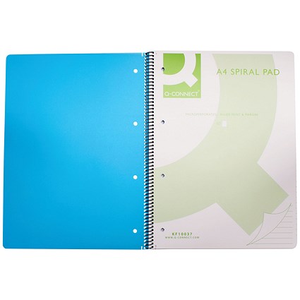 Q-Connect Wirebound Pad, A4, Ruled, 160 Pages, Transparent Blue, Pack of 5