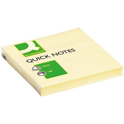 Q-Connect Quick Notes, 76 x 76mm, Yellow, Pack of 12 x 100 Notes