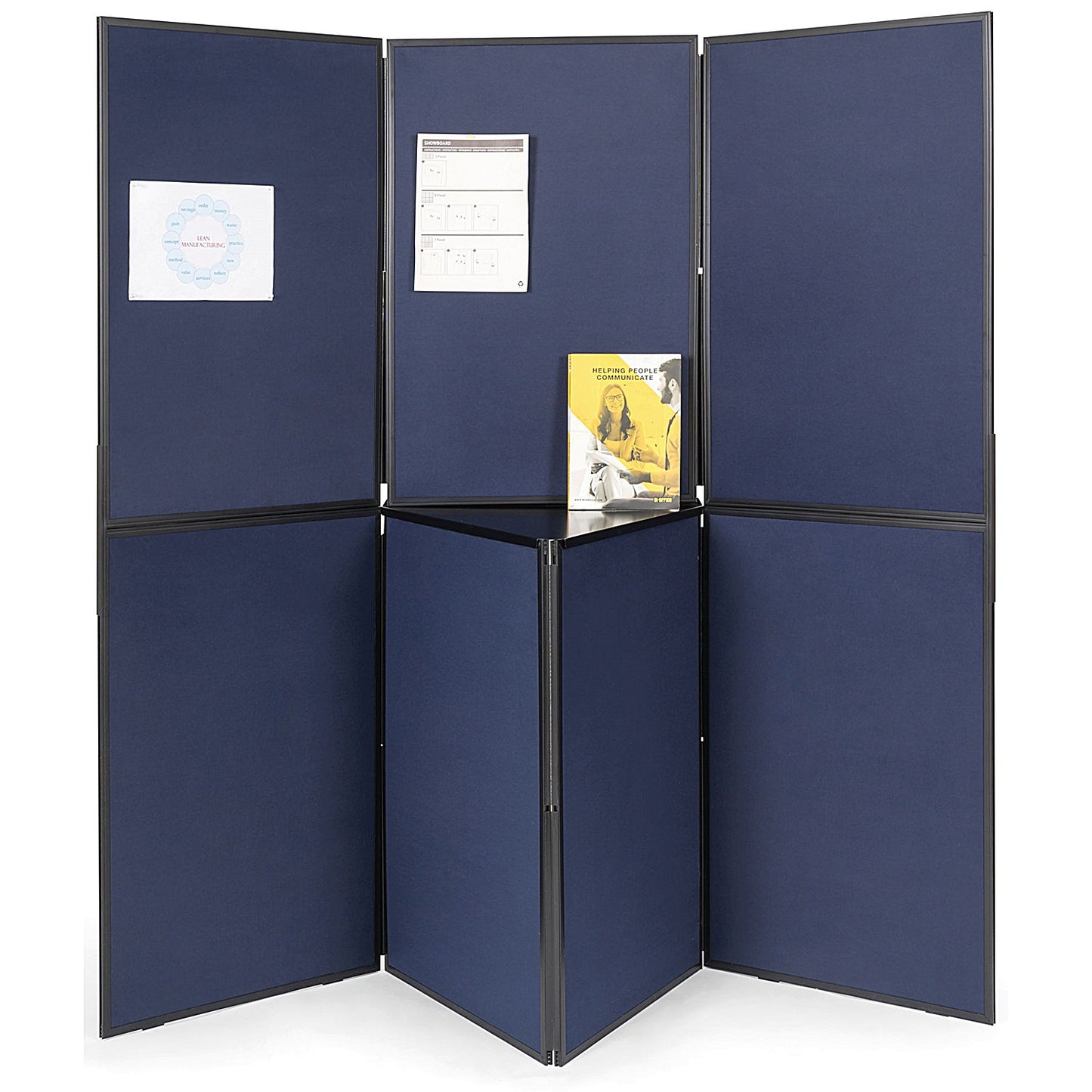 Q-Connect 7 Panel Display Board, 1800x1800mm, Blue/Grey