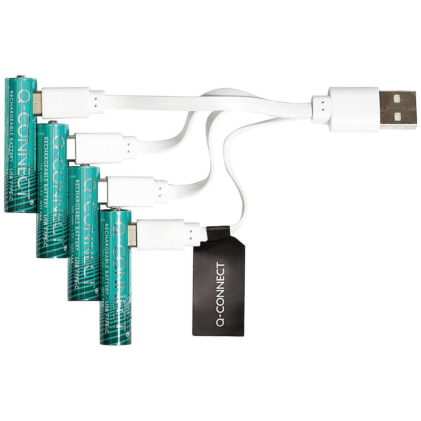 Q-Connect USB C Rechargeable Lithium AAA Batteries, Pack of 4