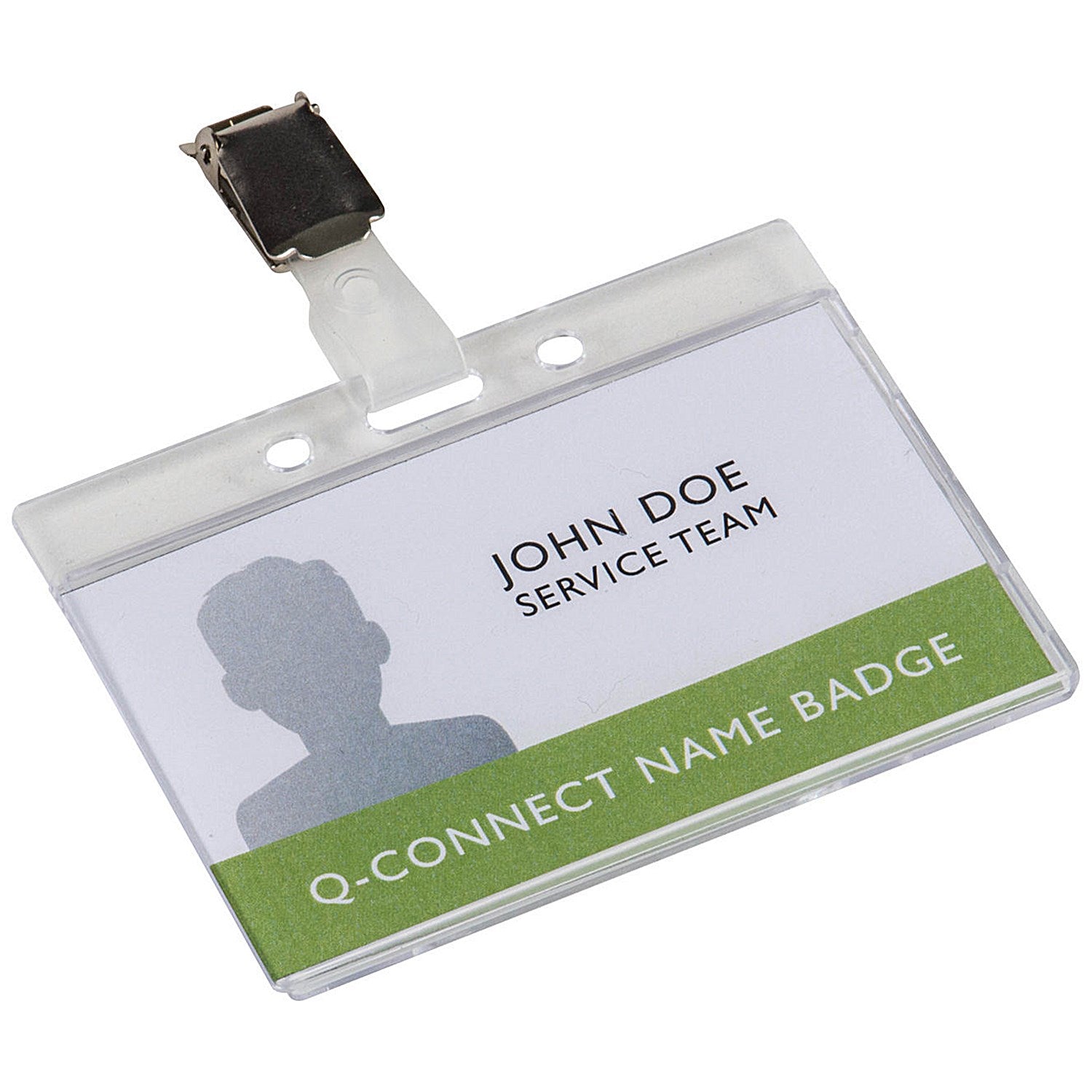 Q-Connect Rigid Credit Card Sized Name Badge Holder and Clip, 68x91mm, Clear, Pack of 10