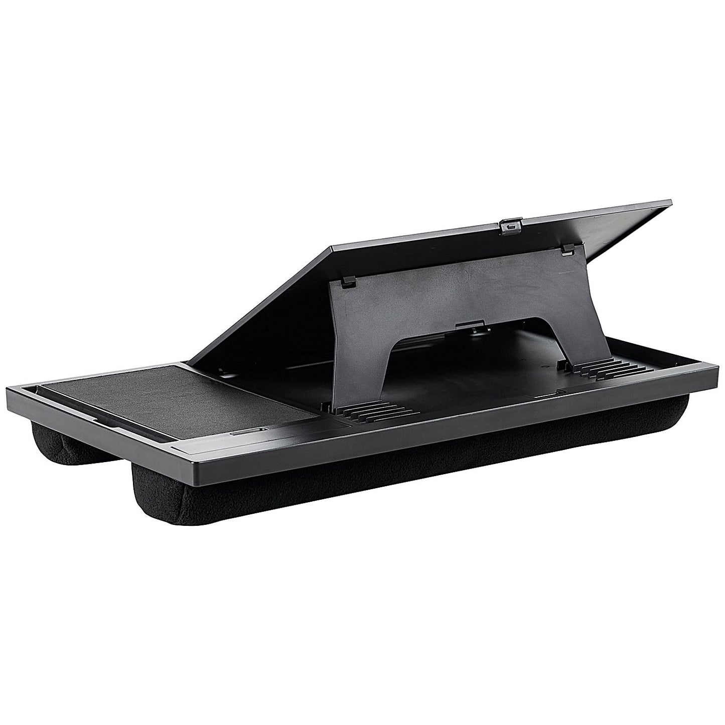 Q-Connect Laptop Stand with Mousepad and Phone Holder, Adjustable Height and Tilt, Black