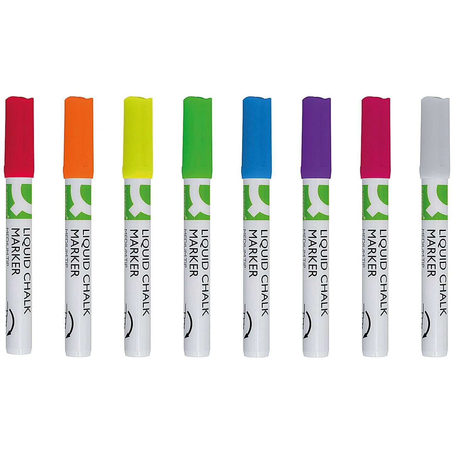 Q-Connect Chalk Markers, Medium Tip, Assorted, Pack of 8