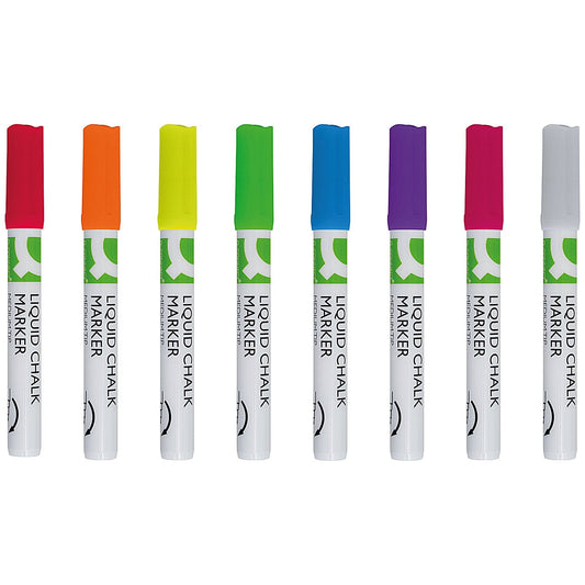 Q-Connect Chalk Markers, Medium Tip, Assorted, Pack of 8
