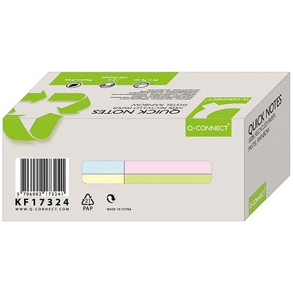 Q-Connect Recycled Notes, 76 x 76mm, Pastel, Pack of 12 x 80 Notes