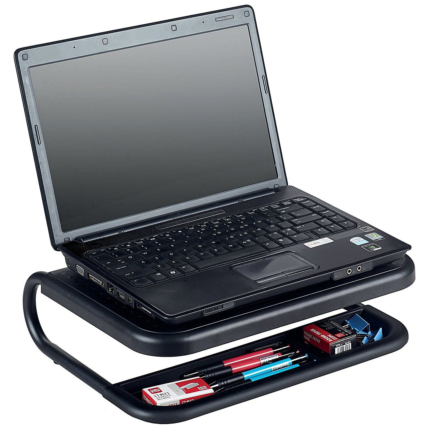 Q-Connect Monitor Laptop Riser with Desktop Organiser 380x295x110mm Black