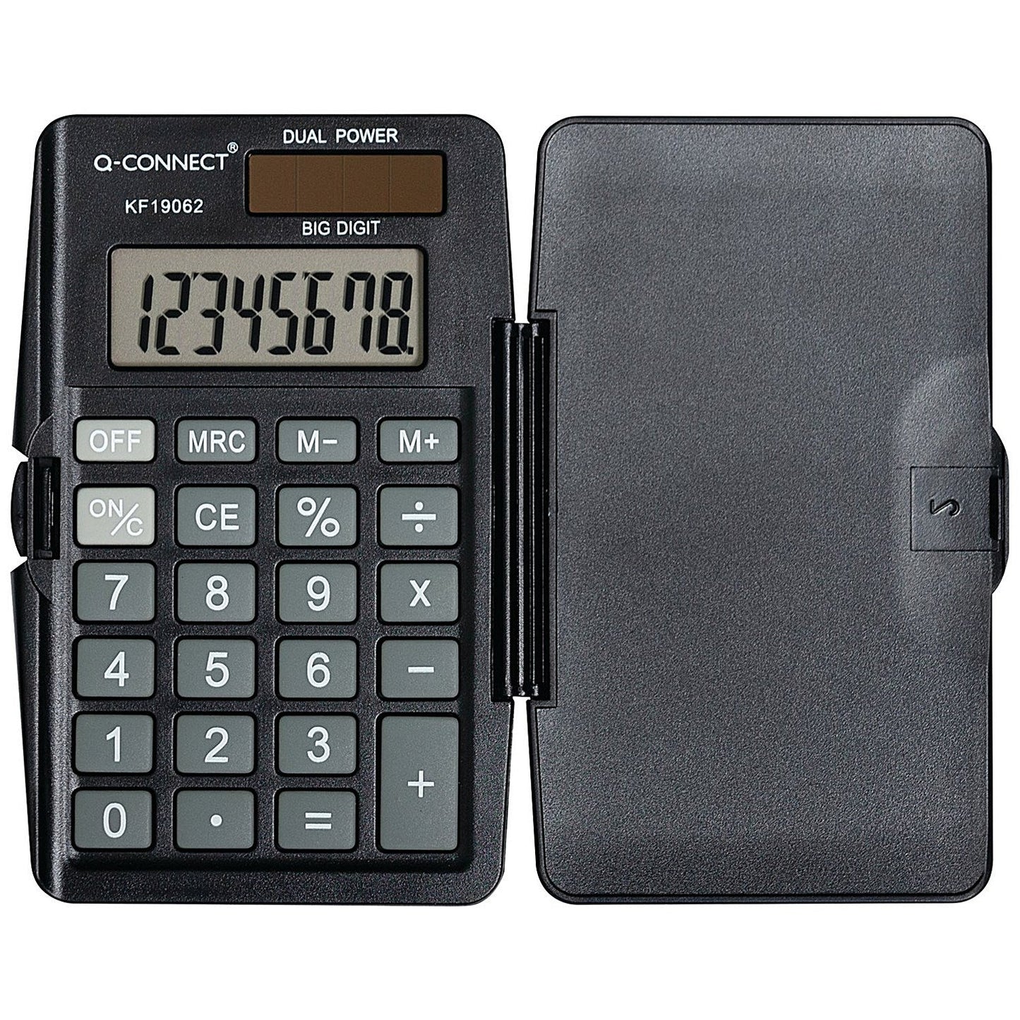 Q-Connect 8 Digit Pocket Calculator with Cover, Black