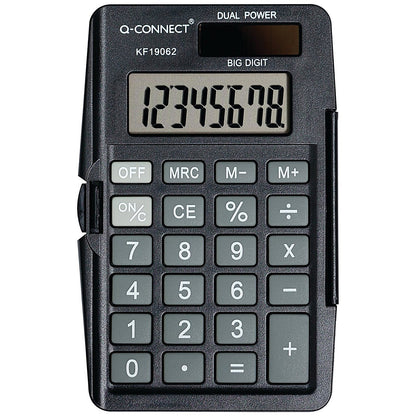 Q-Connect 8 Digit Pocket Calculator with Cover, Black