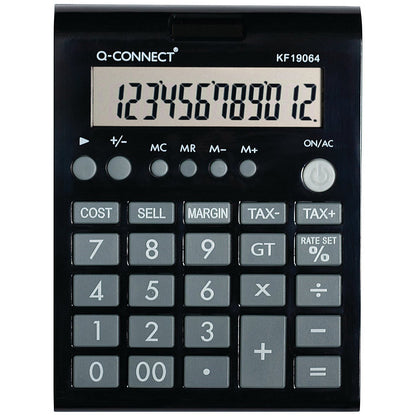 Q-Connect 12 Digit Business Table Top Calculator, Medium, Black