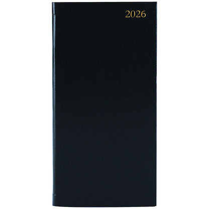 5 Star Slim Portrait Desk Diary, Week To View, Black, 2026