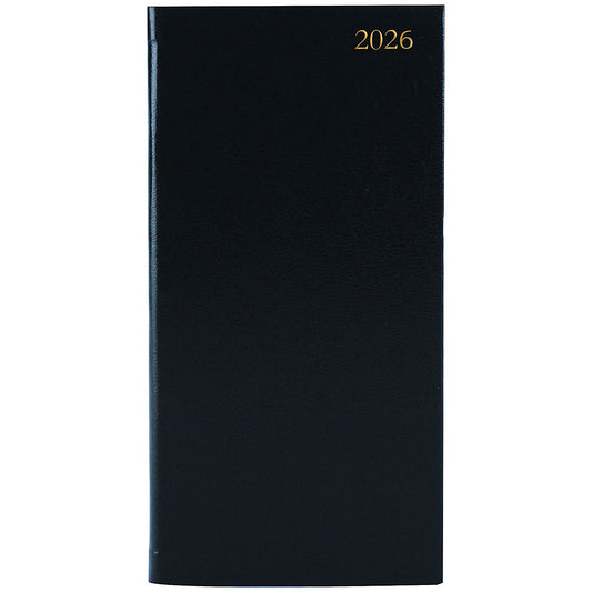 5 Star Slim Portrait Desk Diary, Week To View, Black, 2026