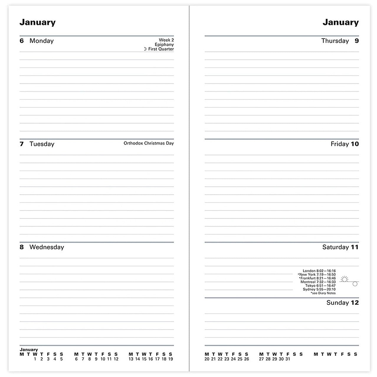 5 Star Slim Portrait Desk Diary, Week To View, Black, 2026 Easy2Order : KF1BK26