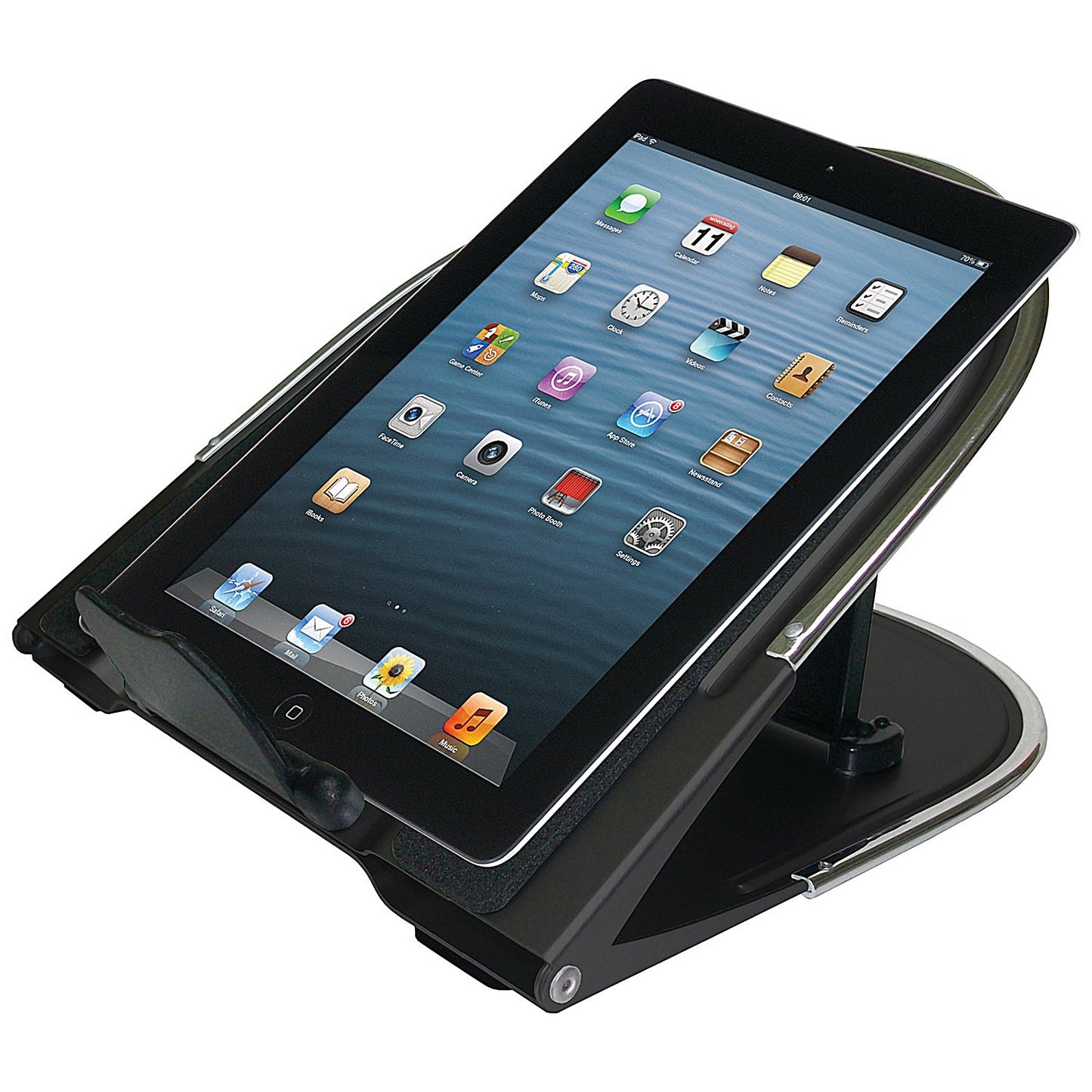 Q-Connect Aluminium Laptop Stand, Adjustable Tilt, Black and Silver
