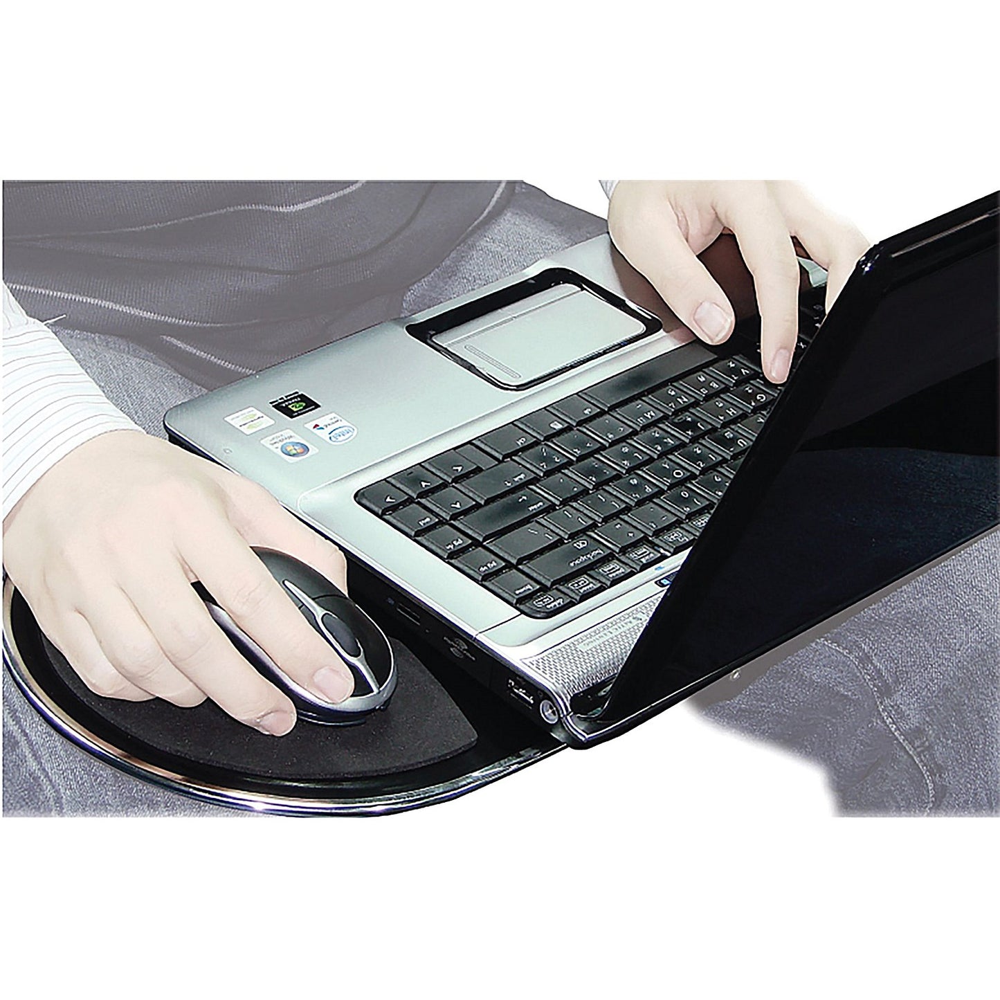 Q-Connect Aluminium Laptop Stand, Adjustable Tilt, Black and Silver