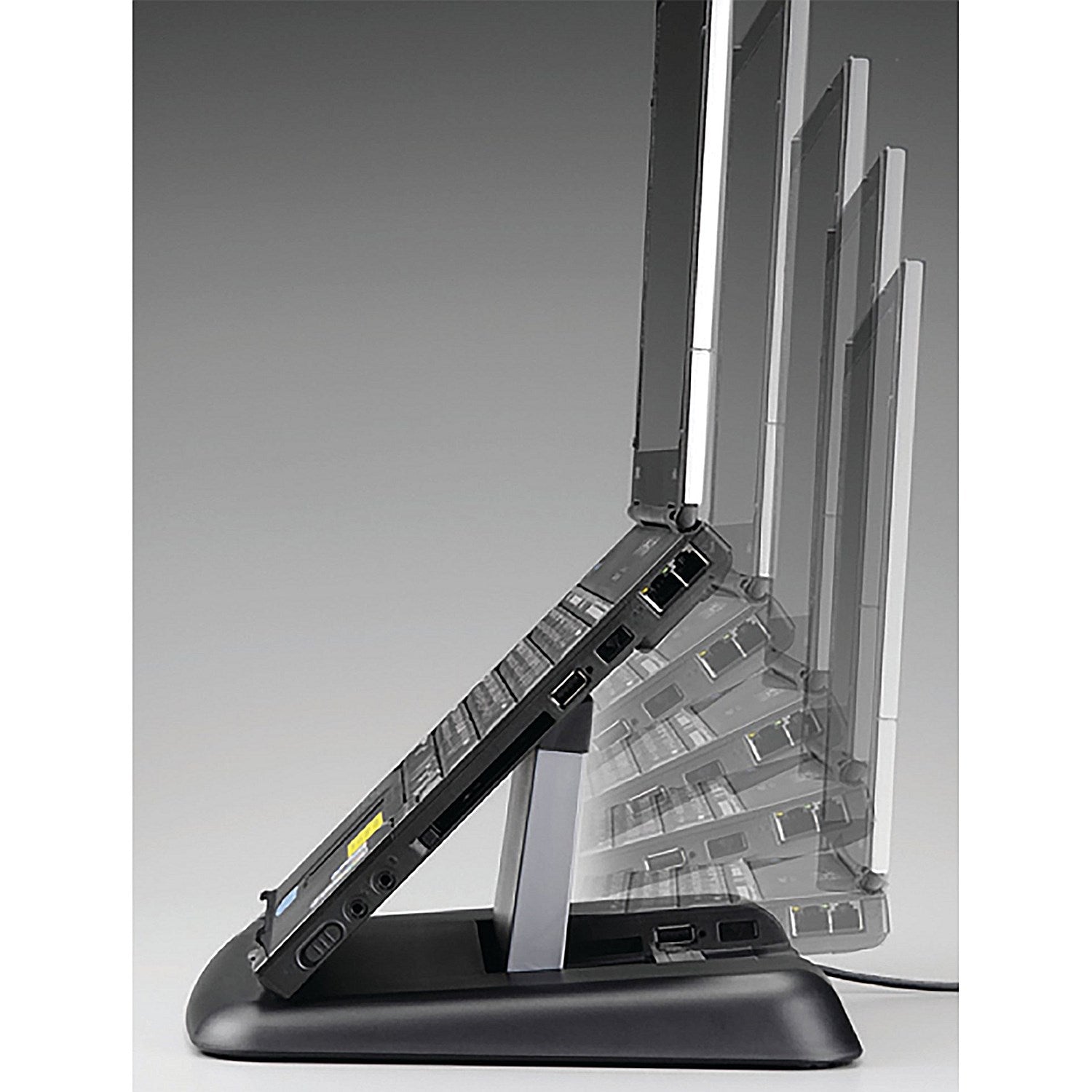 Q-Connect Plastic Laptop Stand, Adjustable Tilt, Black and Silver