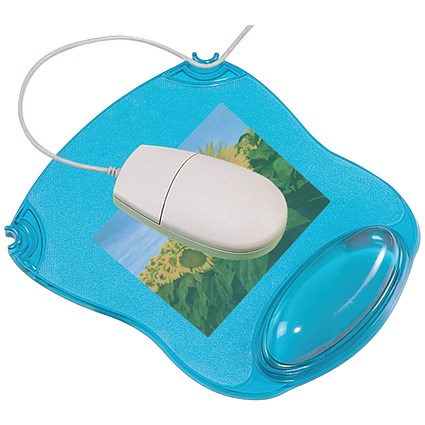 Q-Connect Cord Router Gel Mouse Mat, With Wrist Rest, Blue