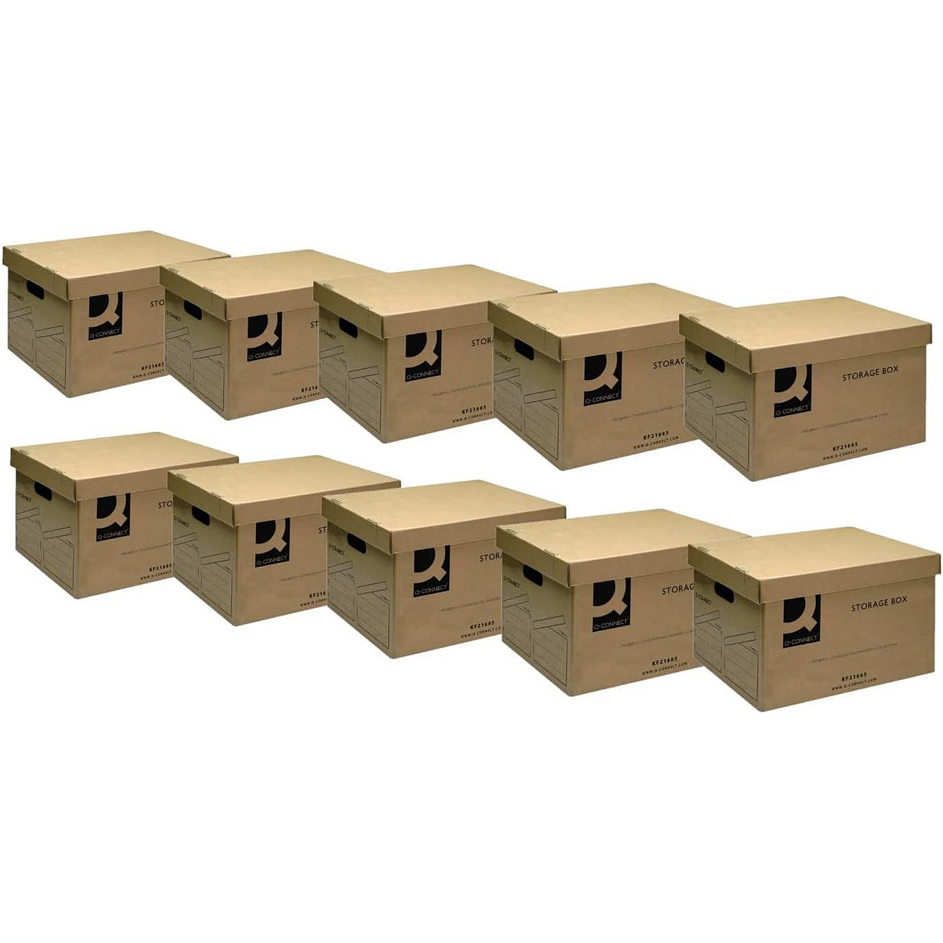 Q-Connect Brown Storage Box, Brown, Pack of 10