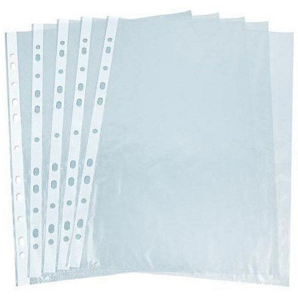 Q-Connect A4 Embossed Punched Pockets, 50 micron, Top Opening, Pack of 100