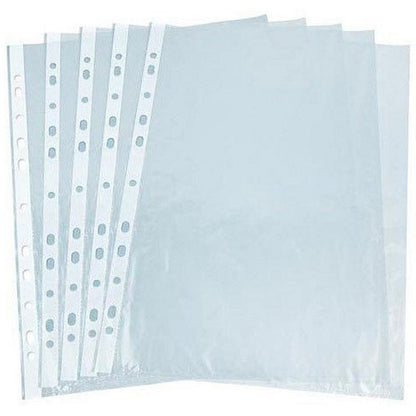 Q-Connect A4 Embossed Punched Pockets, 50 micron, Top Opening, Pack of 100