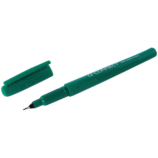 Q-Connect Fineliner Pen 0.4mm Green (Pack of 10) Easy2Order : KF25010