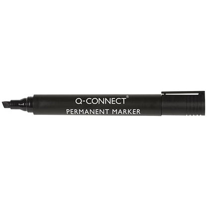 Q-Connect Permanent Marker Pen Chisel Tip Black (Pack of 10)
