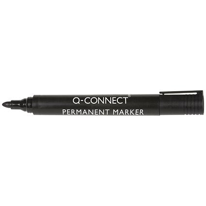 Q-Connect Permanent Marker Pen Bullet Tip Black (Pack of 10)