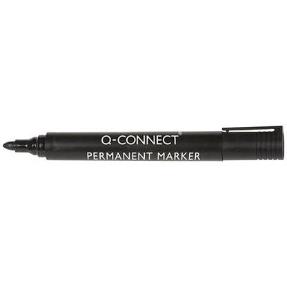 Q-Connect Permanent Marker Pen Bullet Tip Black (Pack of 10)