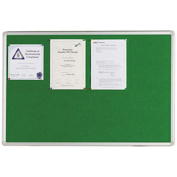 Q-Connect Noticeboard, Aluminium Trim, W1200xH900mm, Green
