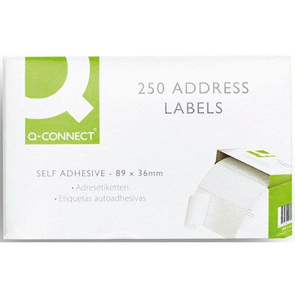 Q-Connect Label Roll, 89x36mm, White, 250 Labels