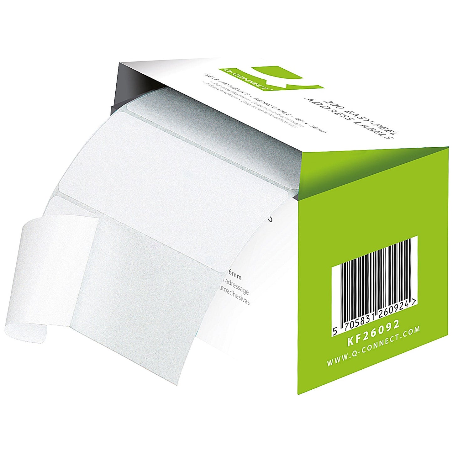 Q-Connect Easy-Peel Label Roll, 89 x 36mm, White, 200 Labels