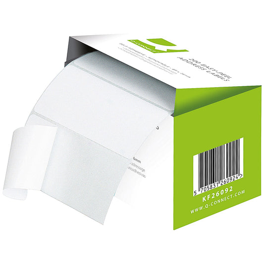 Q-Connect Easy-Peel Label Roll, 89 x 36mm, White, 200 Labels