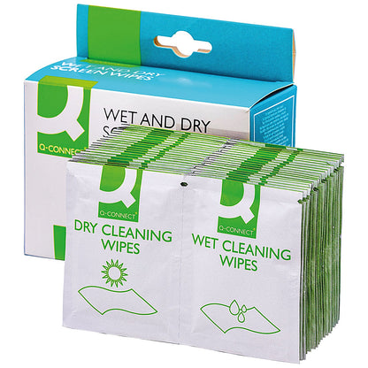 Q-Connect Wet and Dry Screen Wipes, Pack of 20