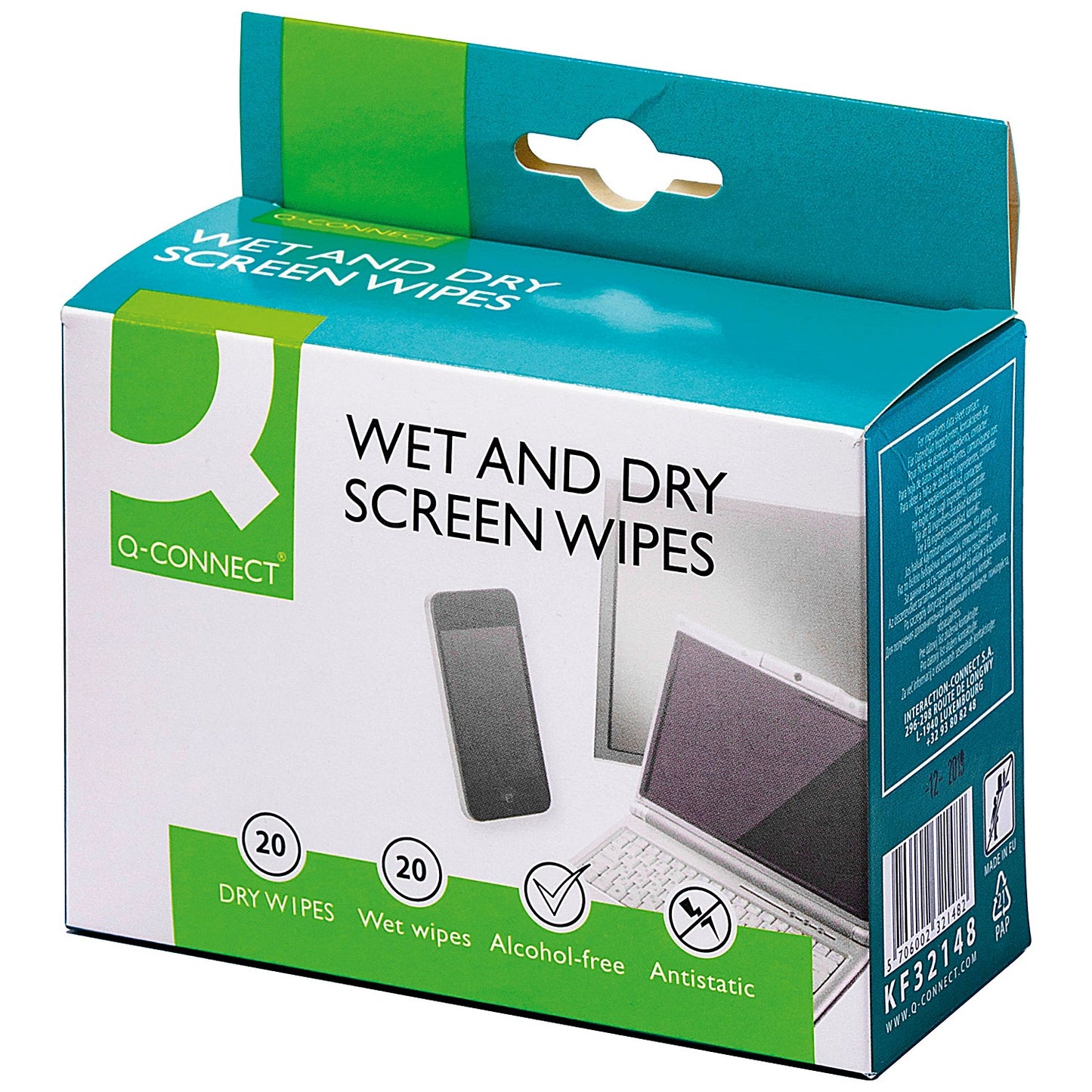 Q-Connect Wet and Dry Screen Wipes, Pack of 20