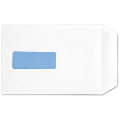 Q-Connect C5 Envelopes, Window, Self Seal, 90gsm, White, Pack of 500