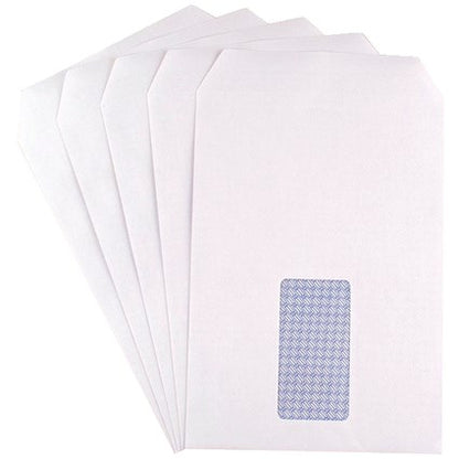 Q-Connect C5 Envelopes, Window, Self Seal, 90gsm, White, Pack of 500
