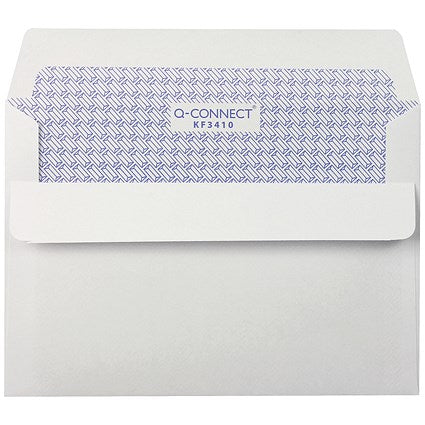 Q-Connect C6 Envelopes, Low Window, Self Seal, 90gsm, White, Pack of 1000
