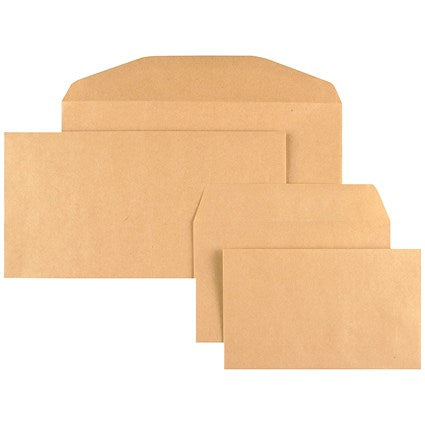Q-Connect 89x152mm Envelopes, Gummed, 70gsm, Manilla, Pack of 1000