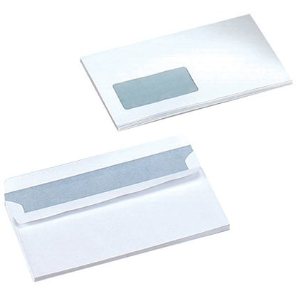 Q-Connect DL Envelopes, Window, Self Seal, 80gsm, White, Pack of 1000