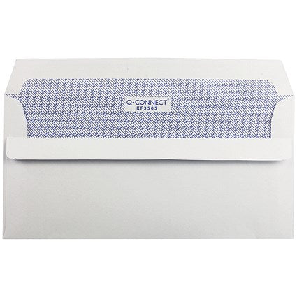 Q-Connect DL Recycled Envelopes, Window, Self Seal, 100gsm, White, Pack of 500