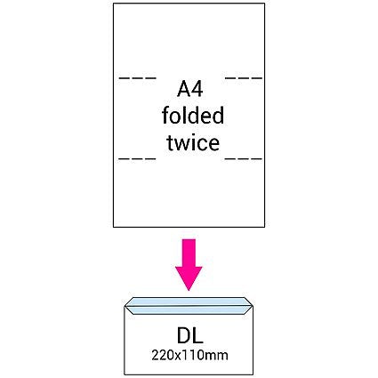 Q-Connect DL Envelopes, Window, Self Seal, 100gsm, White, Pack of 1000