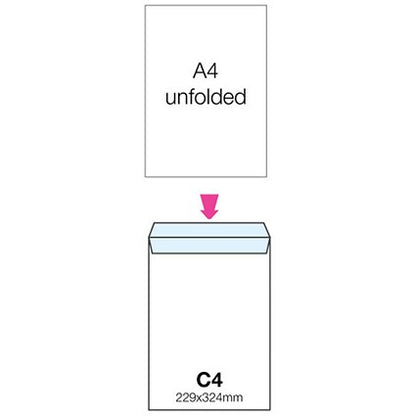 Q-Connect C4 Window Envelopes, Self Seal, 100gsm, White, Pack of 250
