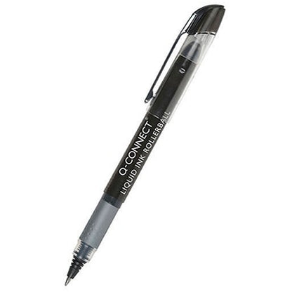 Q-Connect Liquid Ink Rollerball Pen Fine Black (Pack of 10)
