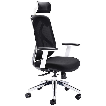 First Stealth Operator Chair with Headrest and Adjustable Arms, Black/White