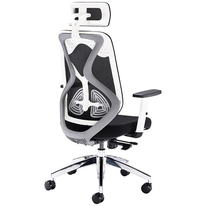 First Stealth Operator Chair with Headrest and Adjustable Arms, Black/White
