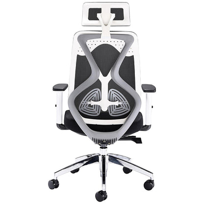 First Stealth Operator Chair with Headrest and Adjustable Arms, Black/White
