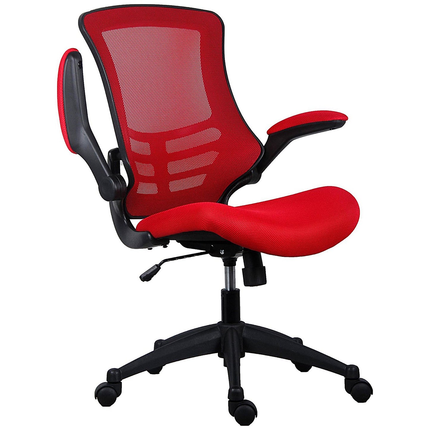 First Curve Operator Chair with Folding Arms, Red