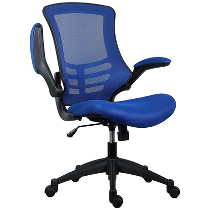 First Curve Operator Chair with Folding Arms, Blue